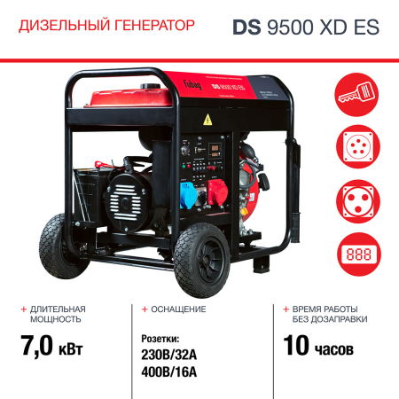 Дизельный генератор  Дизельный генератор одно- и трёхфазный FUBAG DS 9500 XD ES