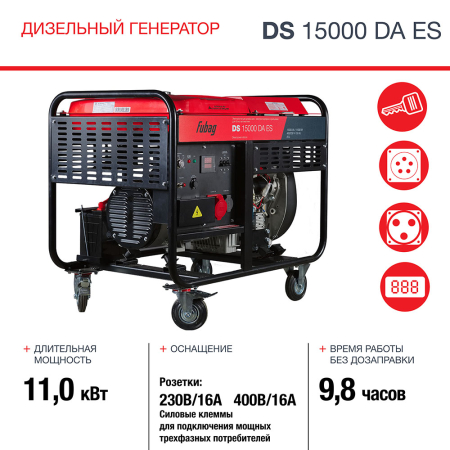 Дизельный генератор  Дизельный генератор трёхфазный FUBAG DS 15000 DA ES